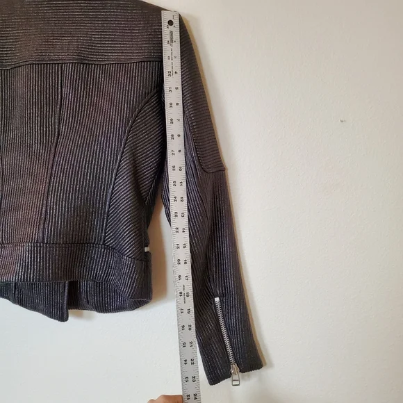 Veronica Beard Metallic Pinstripe Moto Jacket - Size 2 - Picture 11 of 16